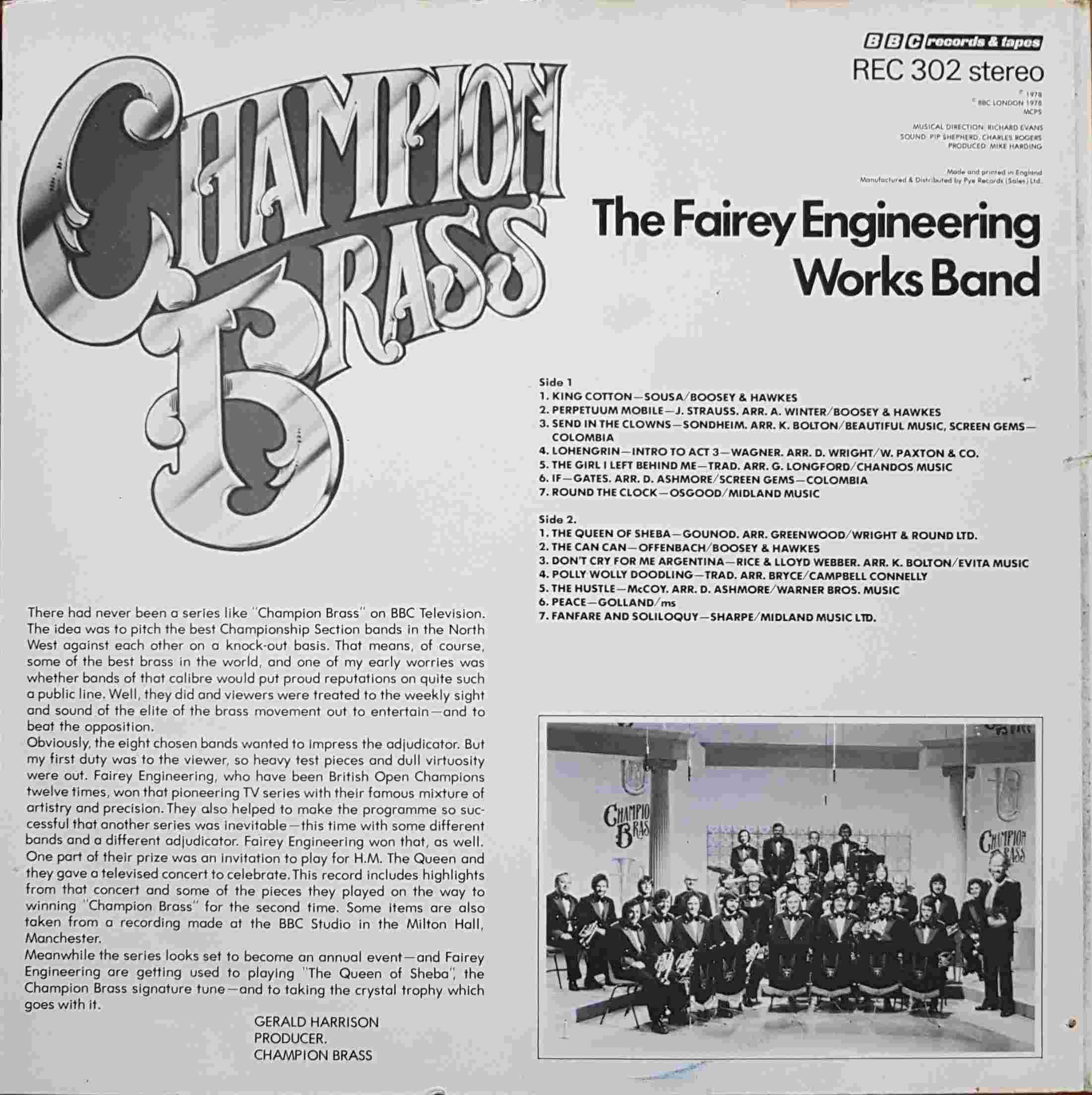 Picture of REC 302 The Fairey Engineering Works band - Champion brass by artist Various from the BBC records and Tapes library